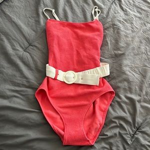Solid & Striped Coral One Piece - Size M